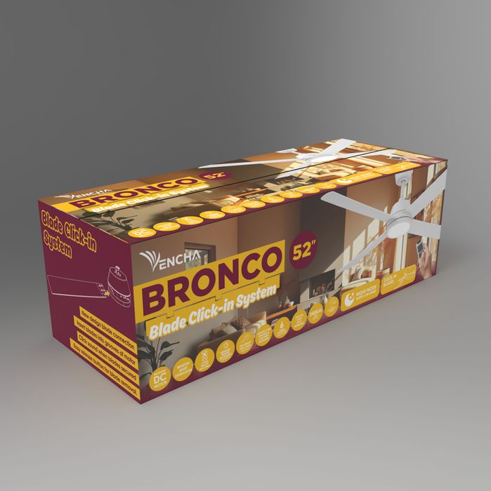 Vencha Lighting Bronco 52 DC Ceiling Fan - White with Light