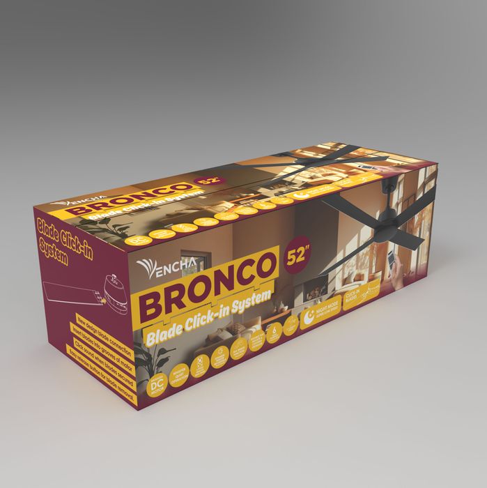 Vencha Lighting Bronco 52 DC Ceiling Fan - Black