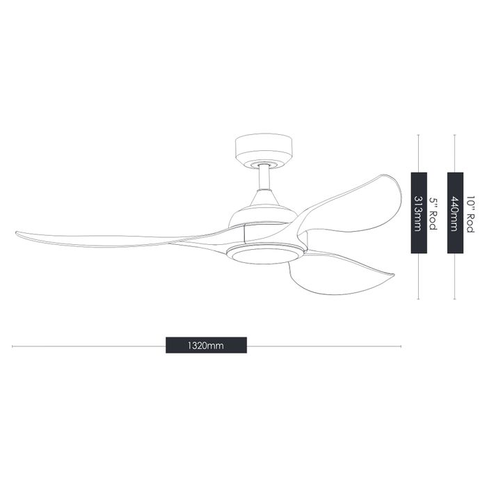 Vencha Lighting Ranger RWS 52 DC Ceiling Fan - White
