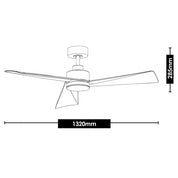 Vencha Lighting Bronte 52 DC Ceiling Fan - White with Light