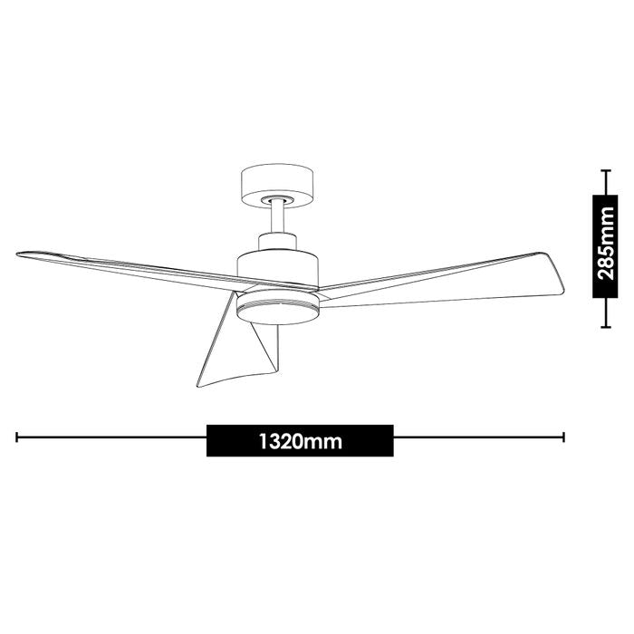 Vencha Lighting Bronte 52 DC Ceiling Fan - White with Light