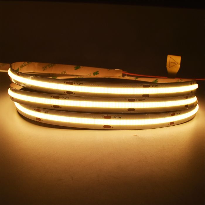 Vencha Lighting 10w COB Long Run LED Strip Light - 24v - IP20 - 1m - 3000K