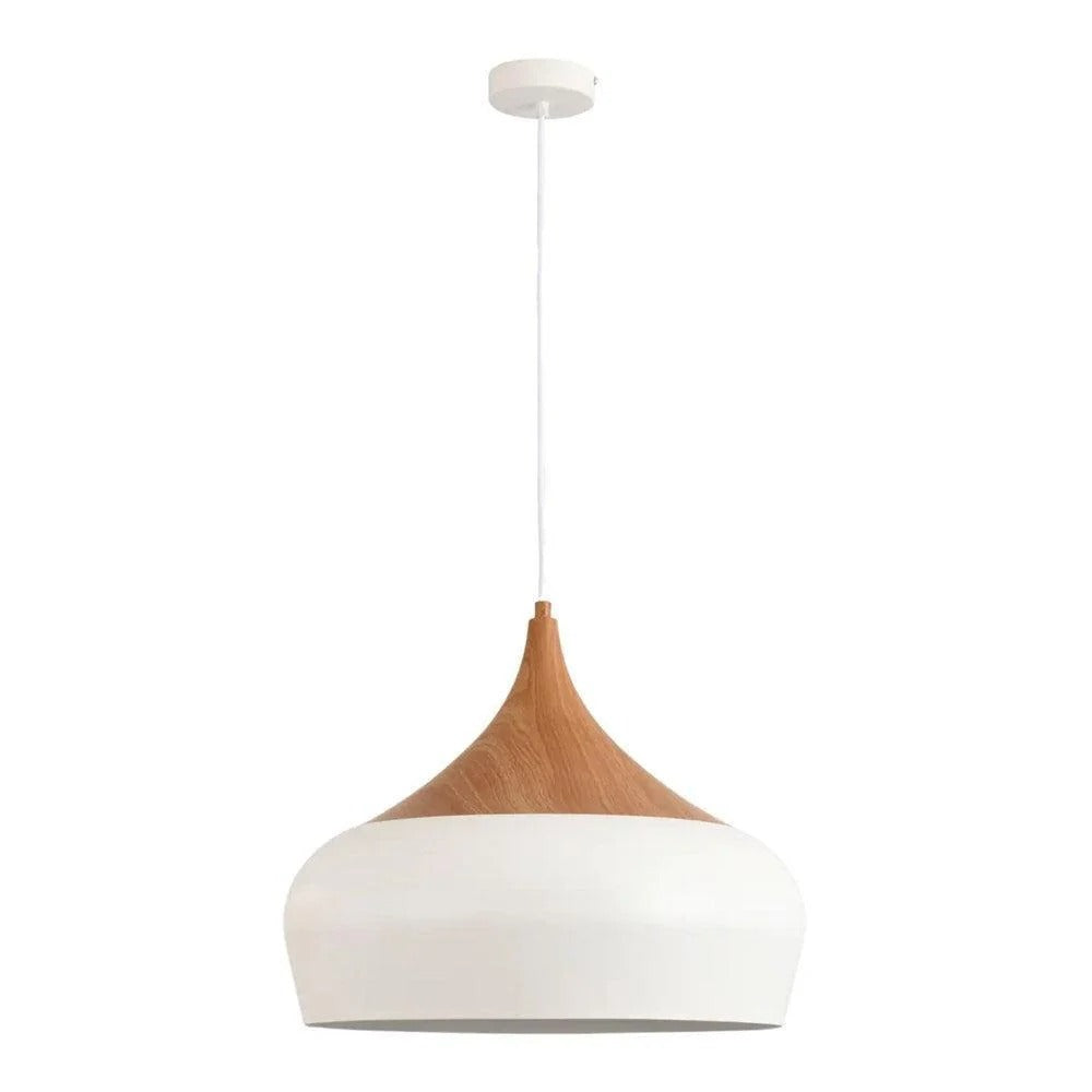 Weston Pendant Light in Black/Oak, Black/Satin Nickel, White/Oak, White/Satin Nickel
