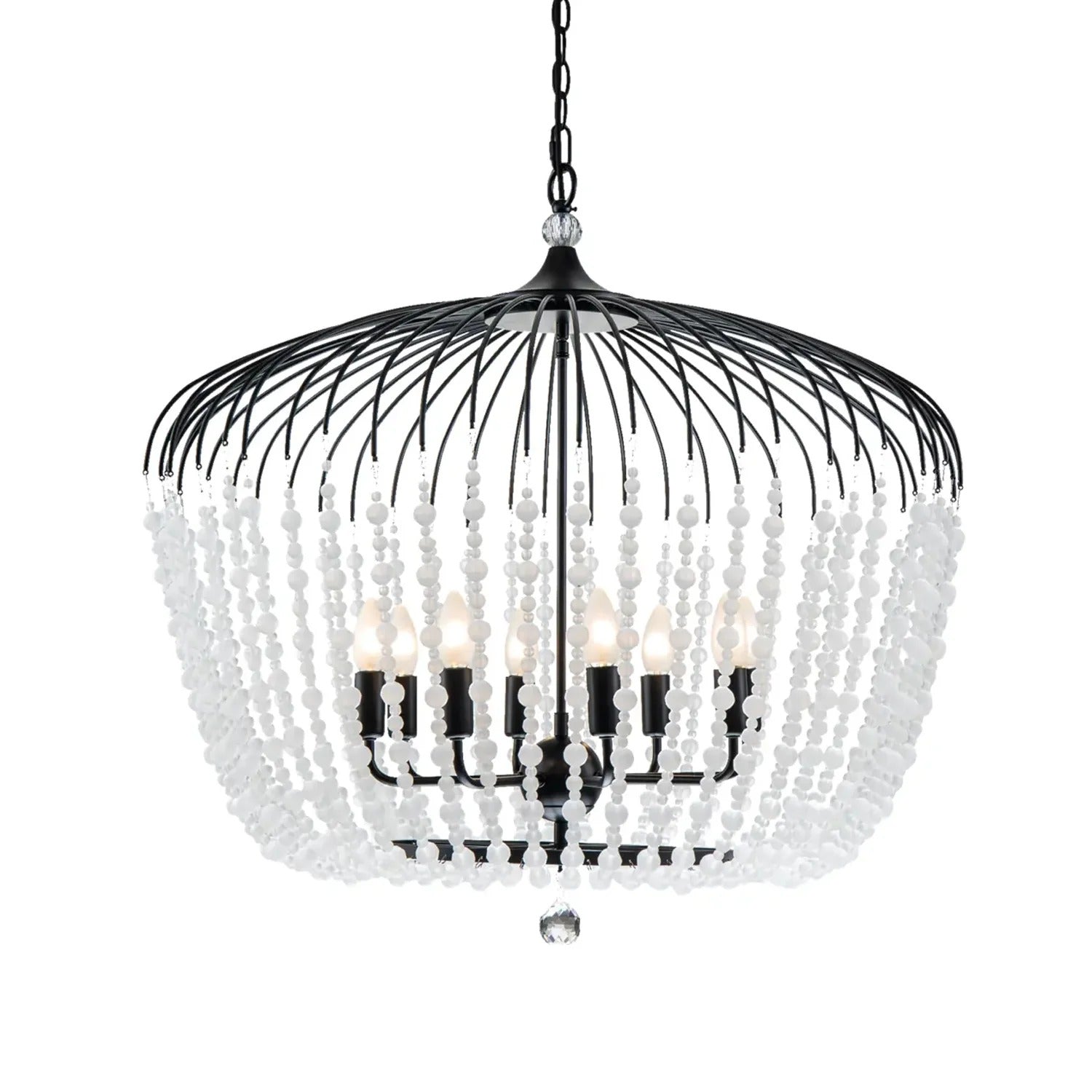 Evelyn Chandelier Crystal Beads 4Lt/6Lt/8Lt in Black or Nickel