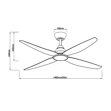 SAL Leura 56" 30W DC Four Blade Ceiling Fan