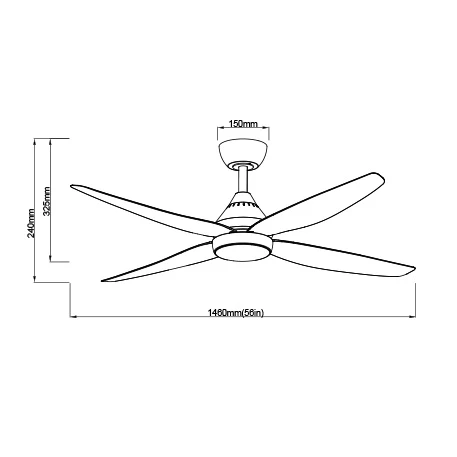 SAL Leura 56" 30W DC Four Blade Ceiling Fan with Selectable CCT 22W LED