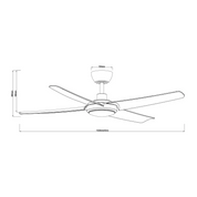 SAL Barden 52" 30W DC Four Blade Ceiling Fan with Selectable CCT 22W LED