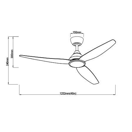SAL Holbrook 48" 30W DC Three Blade Ceiling Fan with Selectable CCT 22W LED