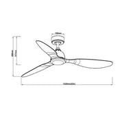 SAL Waverley Ceiling Fan 52" AC 50W 3 Blades With Wall Controller