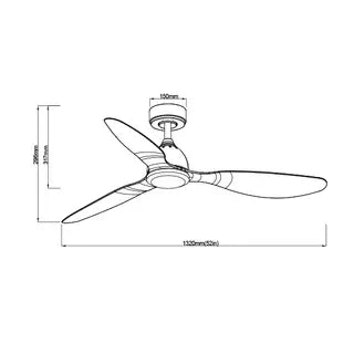 SAL Waverley Ceiling Fan 52" AC 50W 3 Blades With Wall Controller