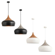 Weston Pendant Light in Black/Oak, Black/Satin Nickel, White/Oak, White/Satin Nickel