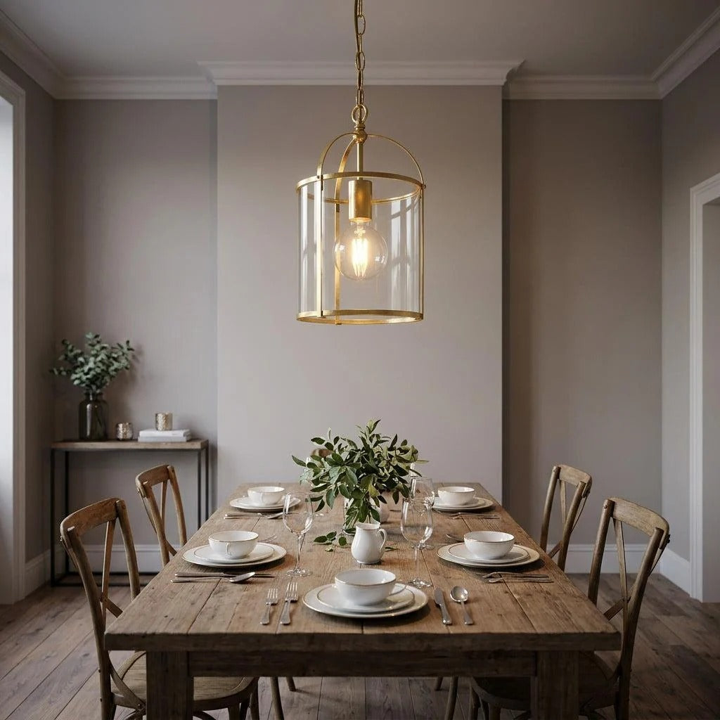 Isabella Lantern Pendant Light in Black, Gold or Silver