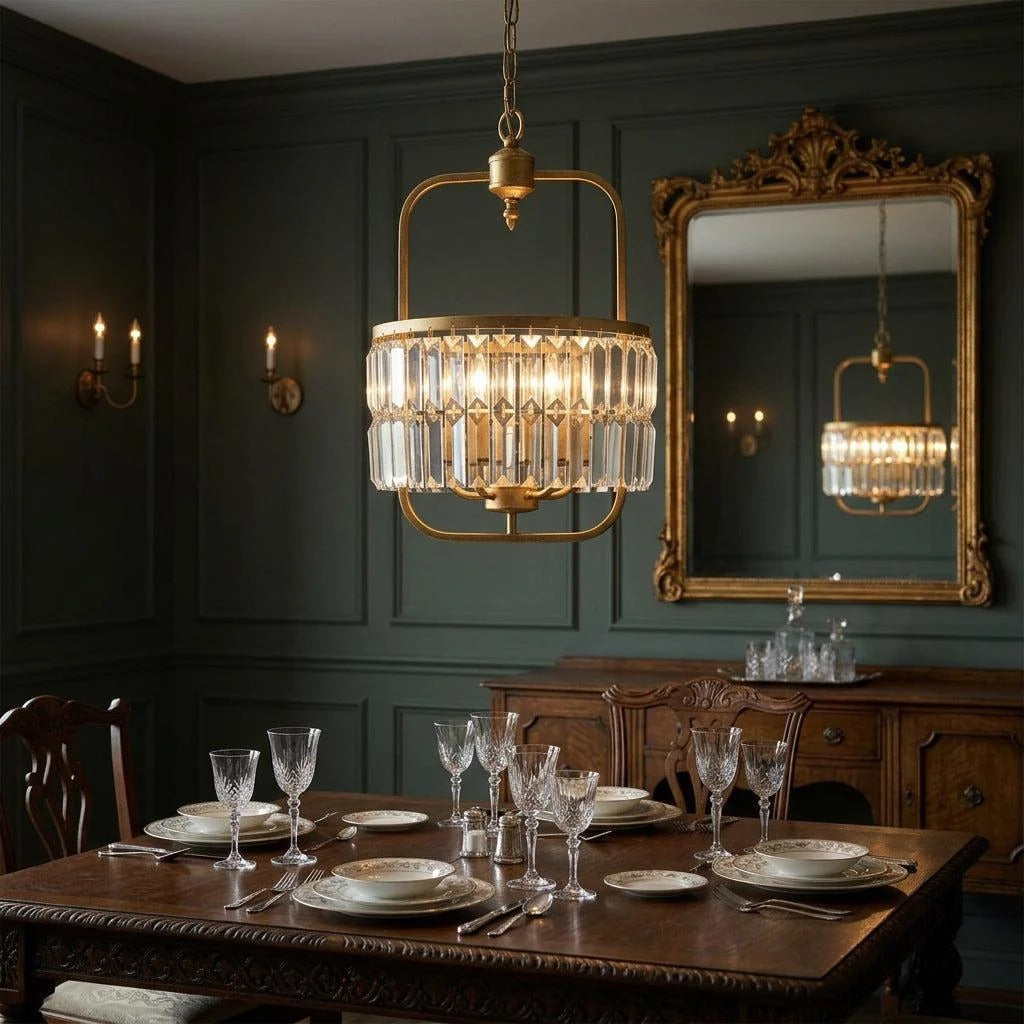 Tilly Crystal Pendant Light 3Lt in Gold Leaf
