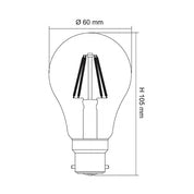 LG9 LED Filament Globe 240V 8W BC Clear Glass 2700K
