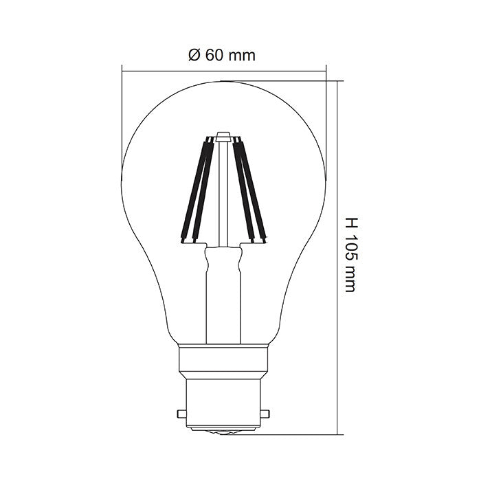 LG9 LED Filament Globe 240V 8W BC Clear Glass 5000K