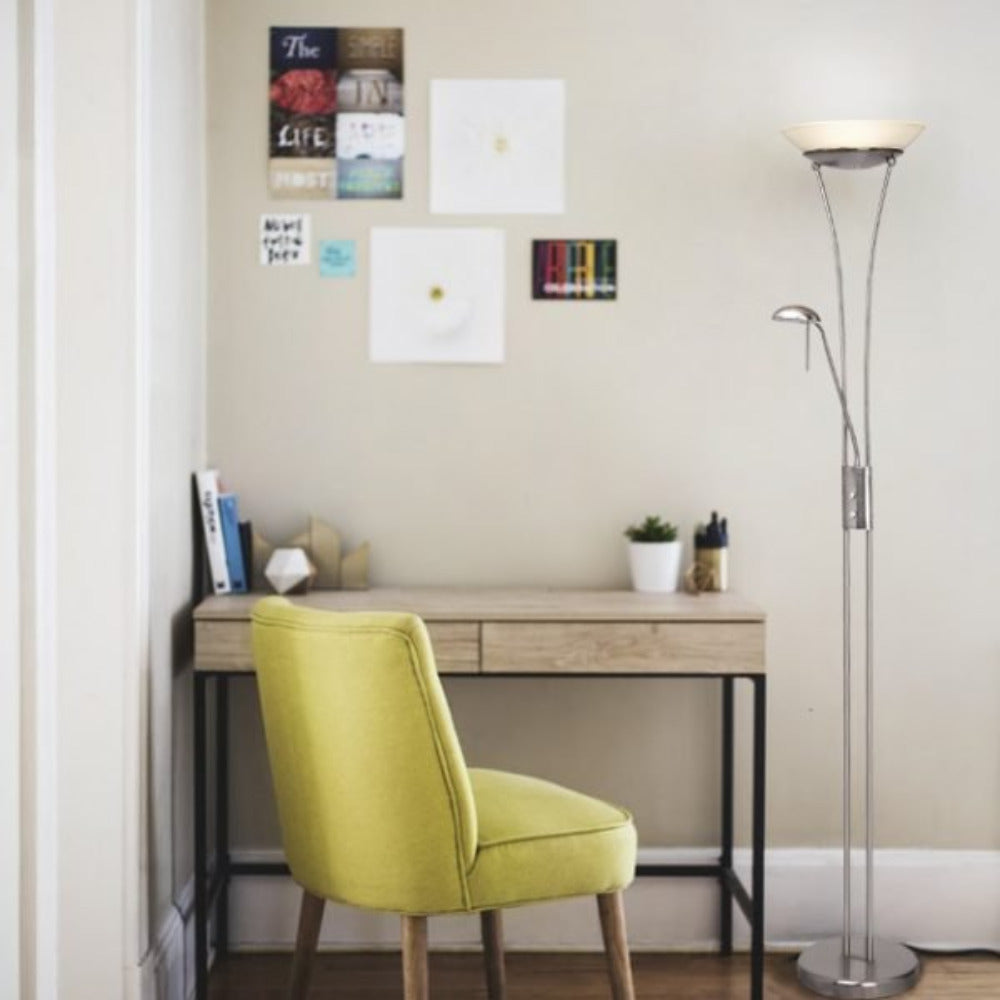 Reed LED Mother & Child Floor Lamp - Satin Chrome