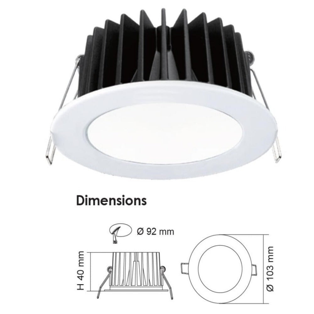 ECOGEM Recessed LED Downlight 10W White 3CCT