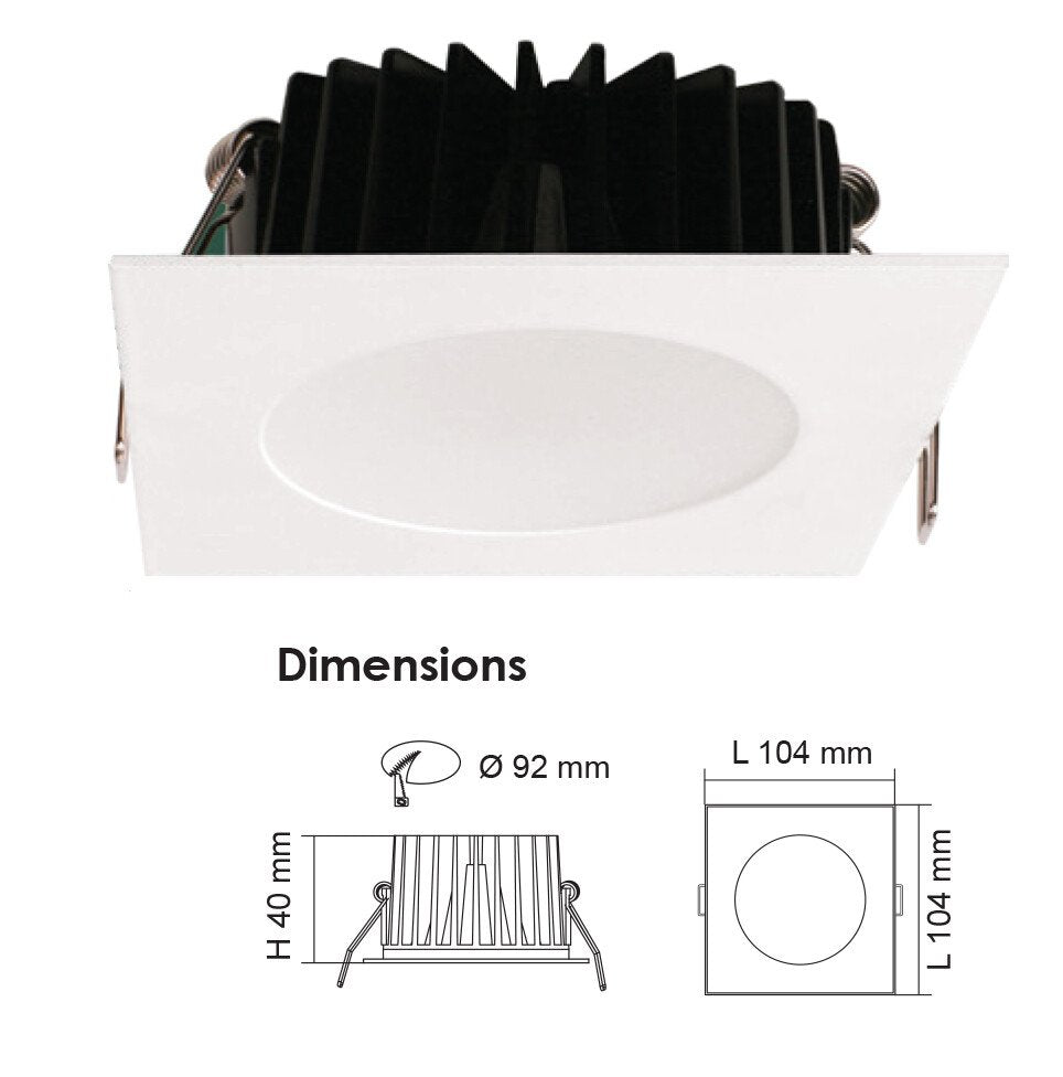 ECOGEM S9041TC Square Dimmable LED Downlight White 10W TRI Colour