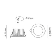 Ecostar Recessed LED Downlight 12W White Aluminium 3 CCT