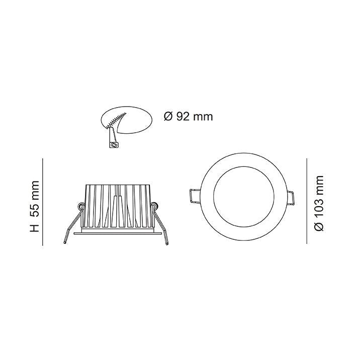 Ecostar Recessed LED Downlight 12W White Aluminium 3 CCT
