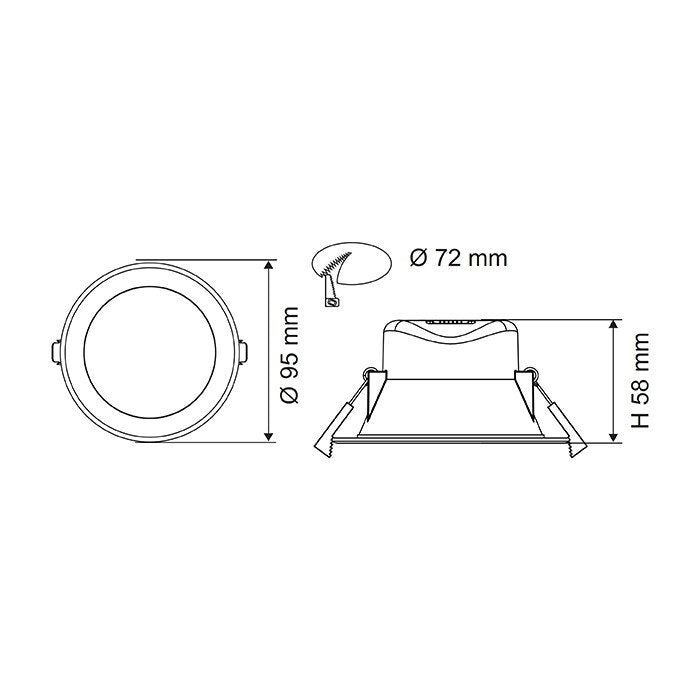 WAVE S9064TC Round Dimmable LED Downlight White 7W TRI Colour