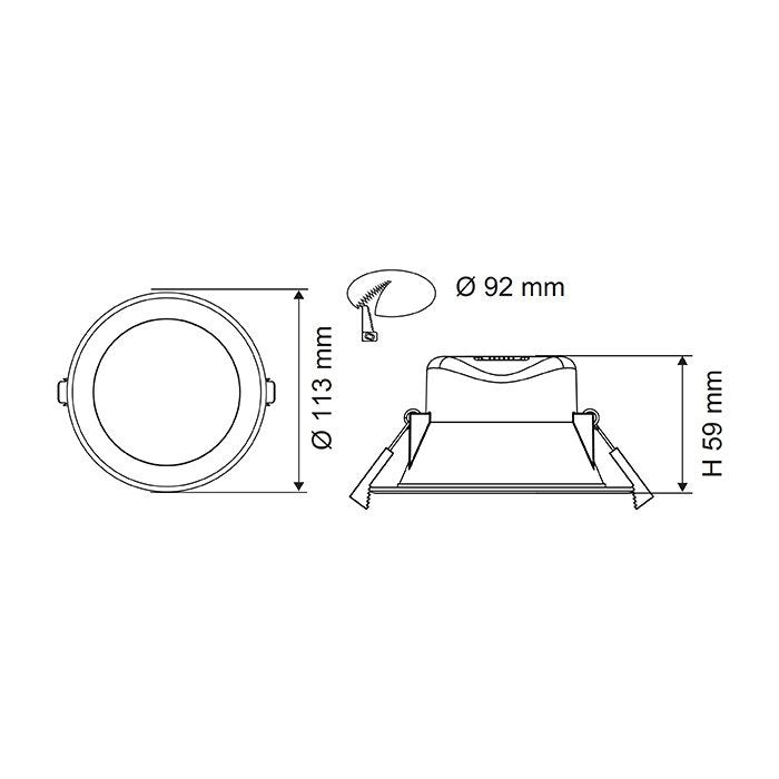 Wave Recessed LED Downlight Multi Power With Sensor White