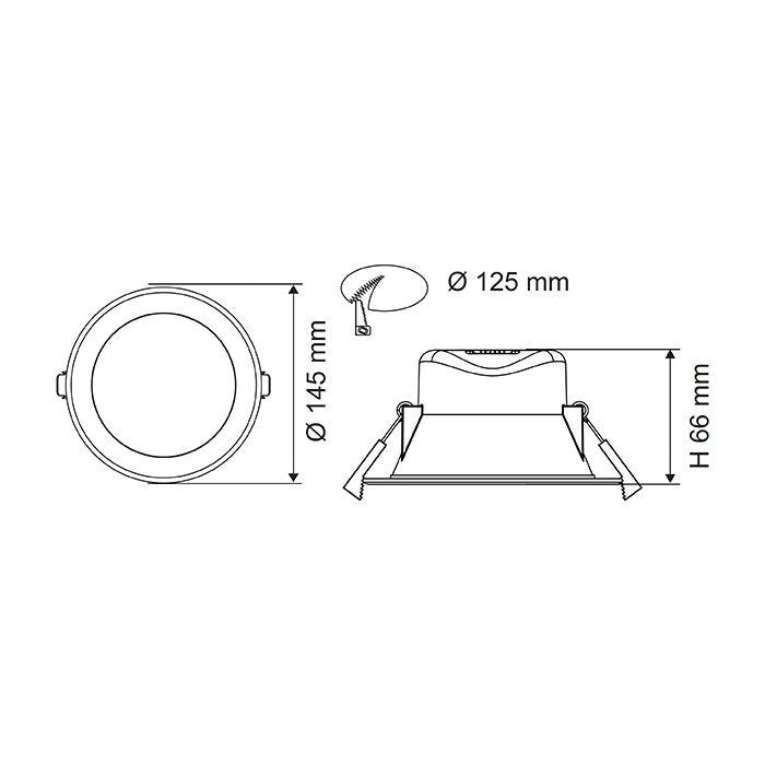 WAVE S9066TC Round Dimmable LED Downlight White 12W TRI Colour