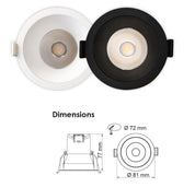 COOLUM PLUS S9067 Round Dimmable LED Downlight Black 6W TRI Colour