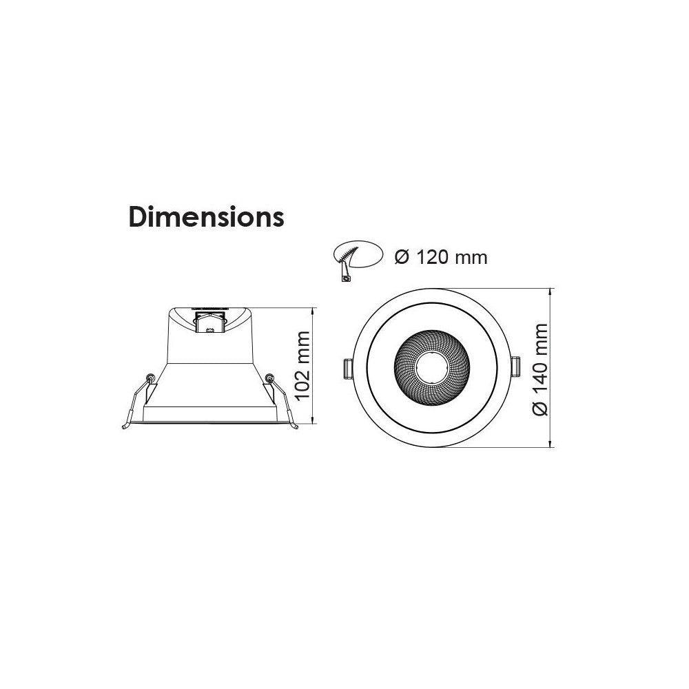 Coolum Recessed LED Downlight 12W Black TRI Colour