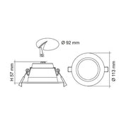 PREMIER S9071TC Round Dimmable LED Downlight Silver 10W TRI Colour