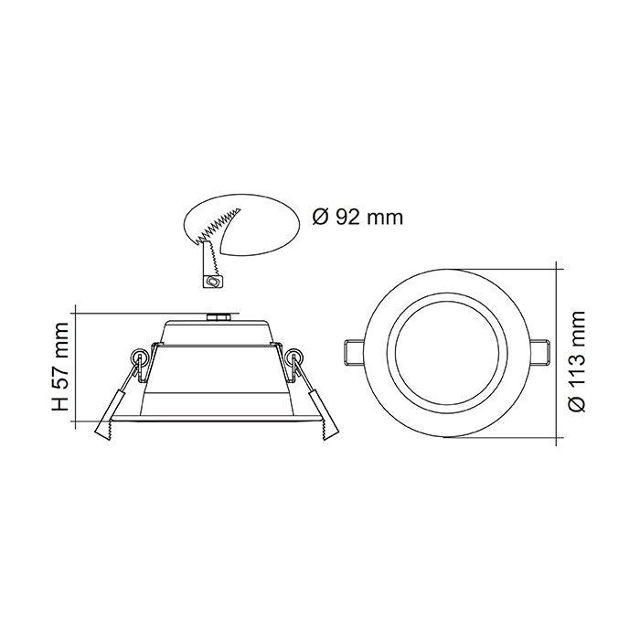 PREMIER S9071TC Round Dimmable LED Downlight Silver 10W TRI Colour