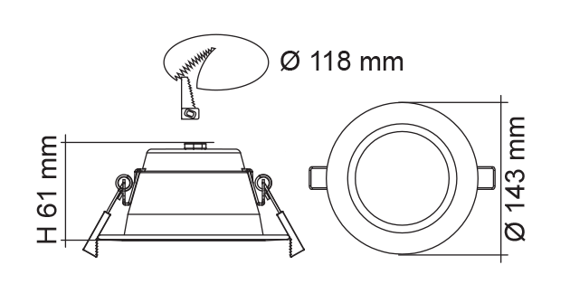 PREMIER S9072TC Round Dimmable LED Downlight White 14W TRI Colour