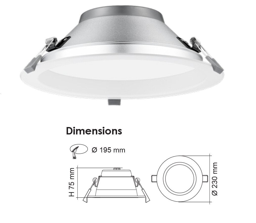 PREMIER S9075TC/HP Round Dimmable LED Downlight White 12W TRI Colour