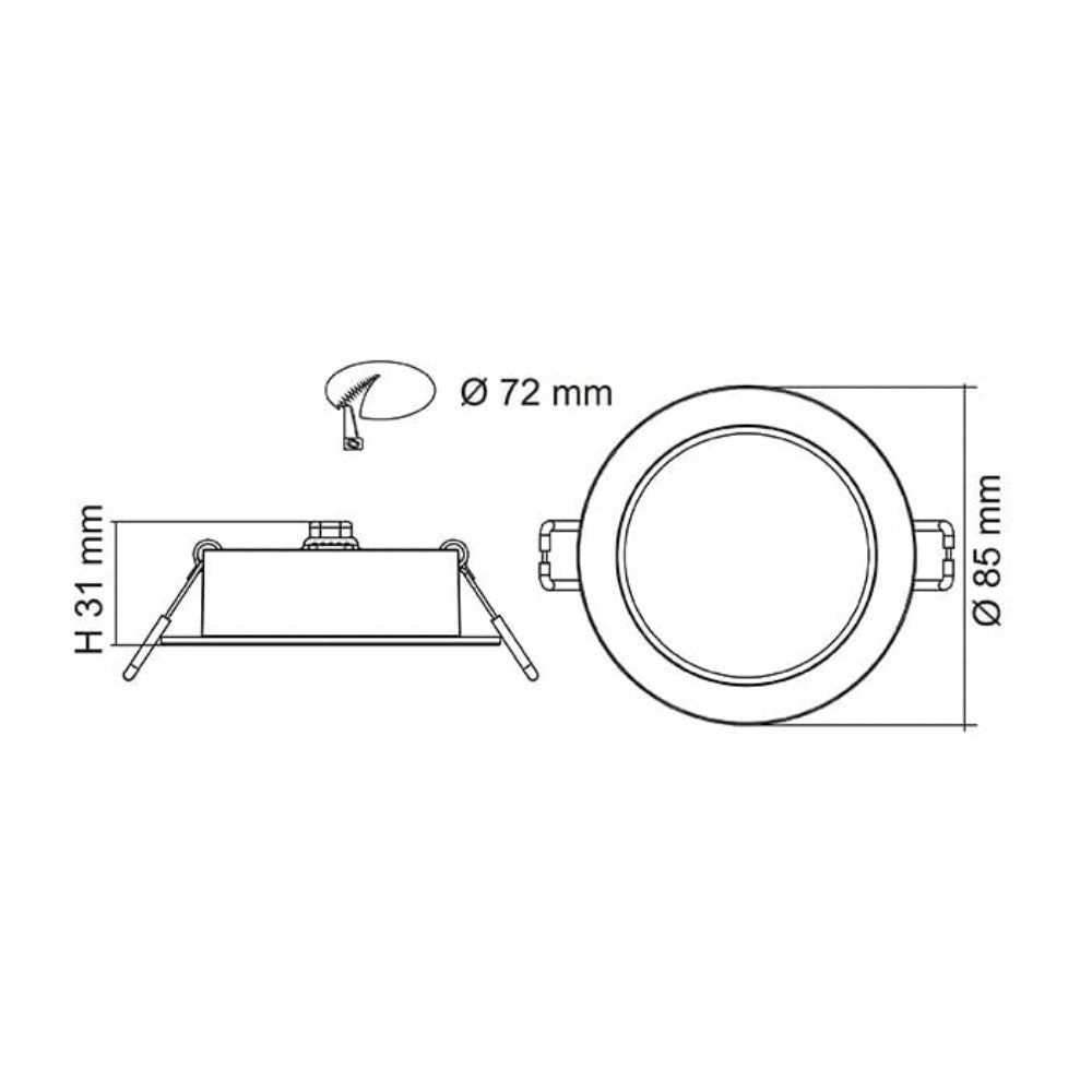 TRADEGEM Recessed LED Downlight 8W White 3CCT