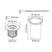 GROUND S9338 24V Inground LED Light Stainless Steel 3W 3000K IP67