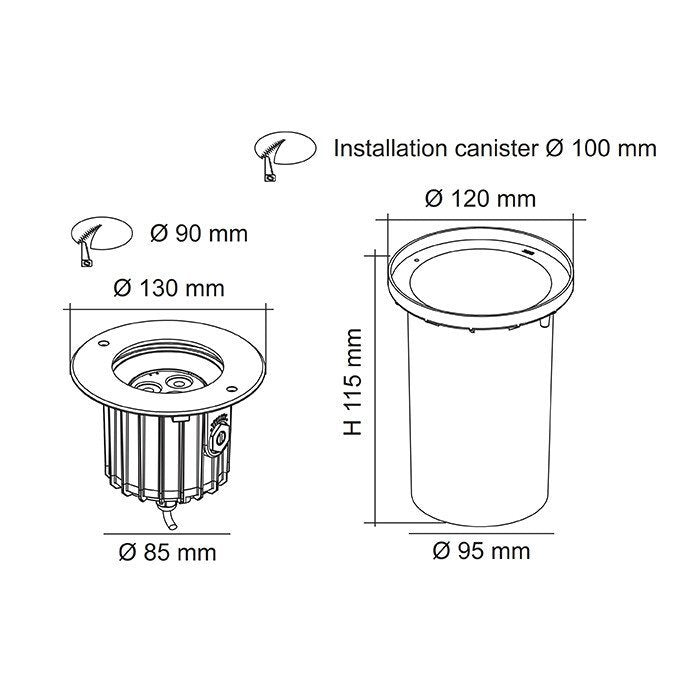 GROUND S9338 24V Inground LED Light Stainless Steel 3W 3000K IP67