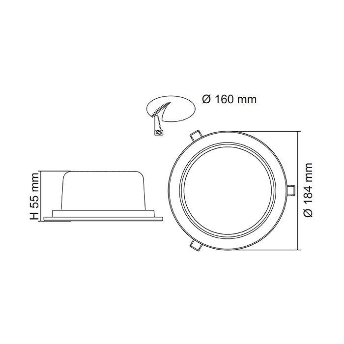 EXMOUTH S9522TC Recessed LED Round Shop Light White 15W/22W TRI Colour