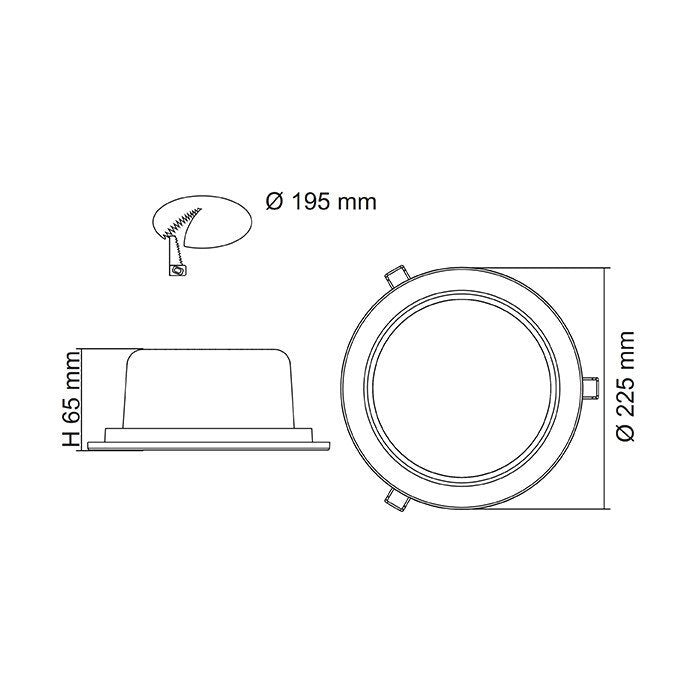 EXMOUTH S9523TC Recessed LED Round Shop Light White 28W/40W TRI Colour