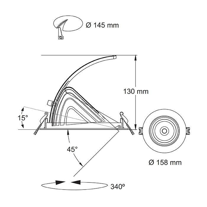 NEWMAN III S9525 Rotable Round Scoop LED Shoplight White 35W 3000K
