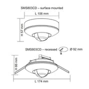 SMS803CD Infrared Sensor Recessed Or Surface Mounted IP20