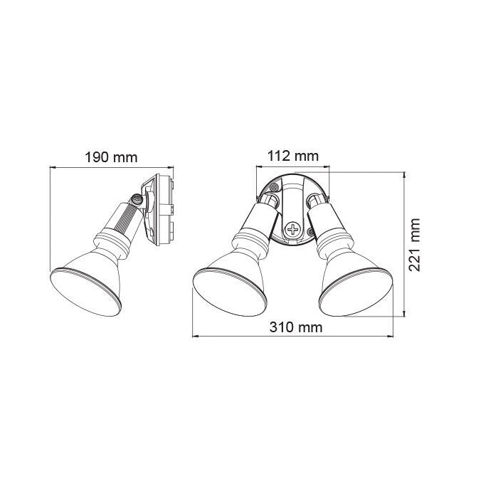 Starlight Exterior Wall 2 Lights Black Plastic 3 CCT