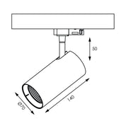 UNITREK Dimmable Single Circuit Track Light 15W TRI Colour Black