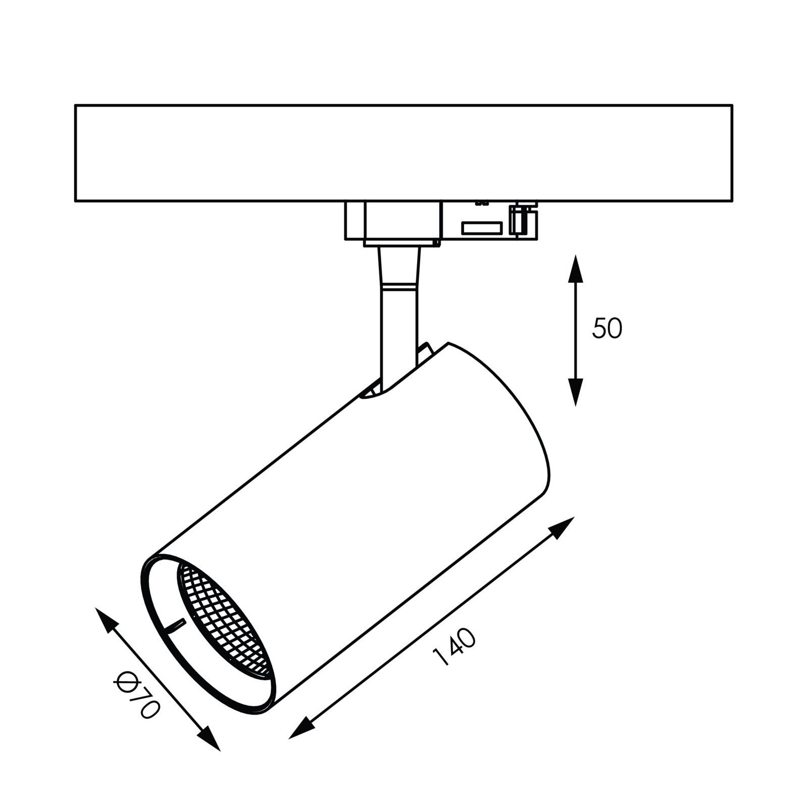 Unitrek Three Circuit Track Head W70mm White Polyamide 3CCT