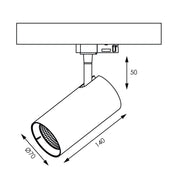 Unitrek Three Circuit Track Head W70mm Black Polyamide 3CCT