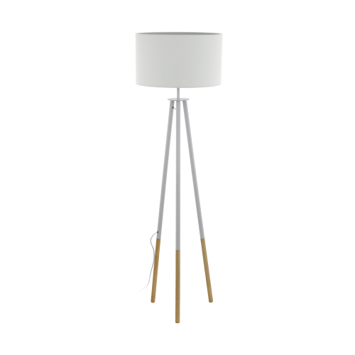 49156N White Wood Floor Lamp
